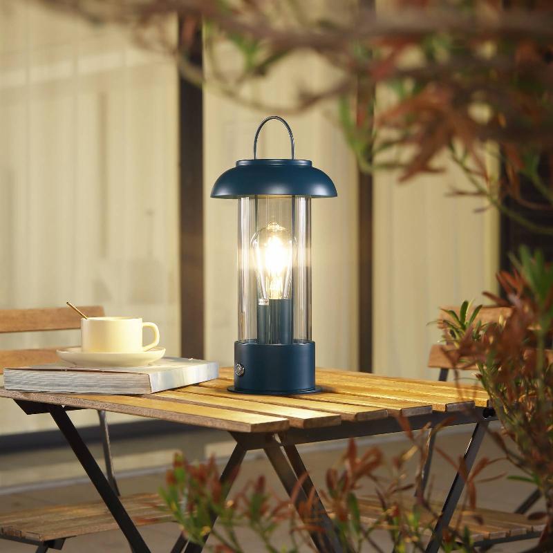 LINDBY LAMPE DE TABLE À ACCU YVETTE, BLEU, IP44, TOUCHDIMMER