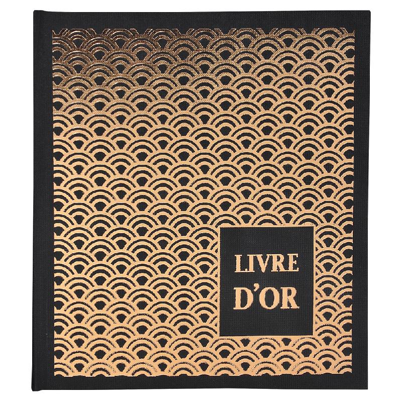 LIVRE D'OR 140 PAGES TRANCHE OR - FORMAT 21X19CM - PALMYRE - NOIR ARC DE CERCLE - LOT DE 2