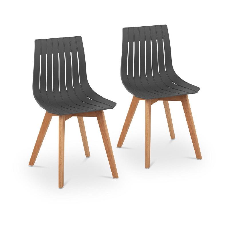 Lot de 2 chaises empilables - 150 kg max - assise 50 x 47 cm - coloris gris - 14_0000877_0