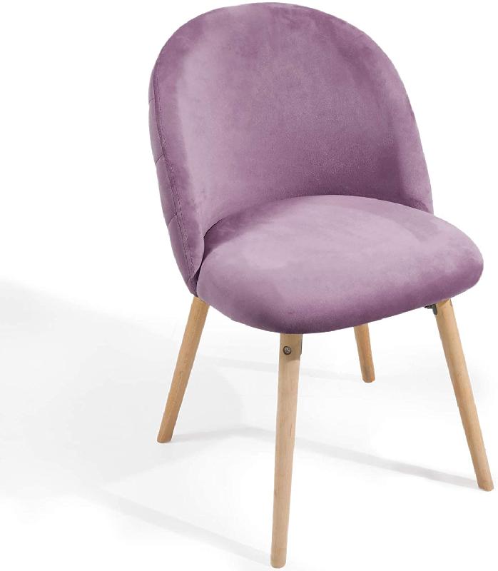 Lot de 4 chaises de salle à manger - Velours violet - Pieds en bois de hêtre - Style scandinave moderne - Réf. 01_0000158_0