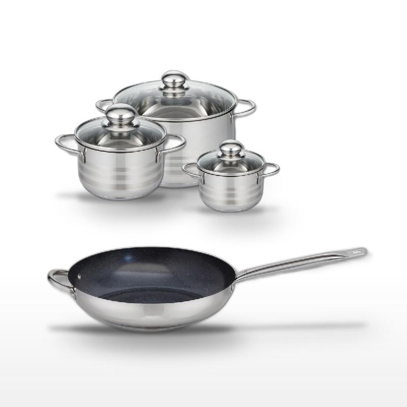Lot Poêle 32cm et 3 Faitouts Elo Profi Therm Platinum - gris inox 3176239989564_0