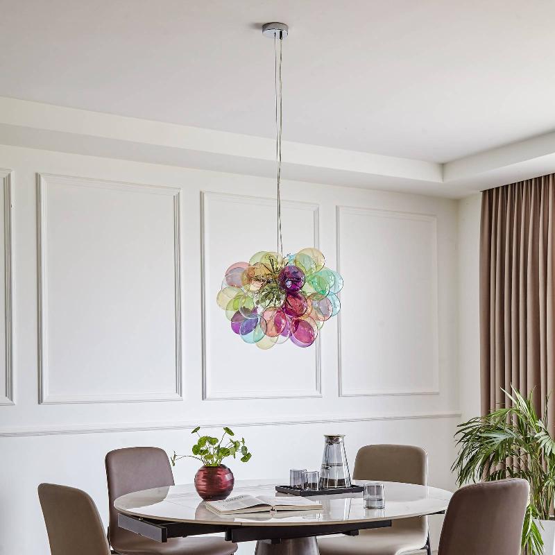 LUCANDE SUSPENSION DIBORAH, Ø 50 CM, MULTICOLORE, VERRE, G9