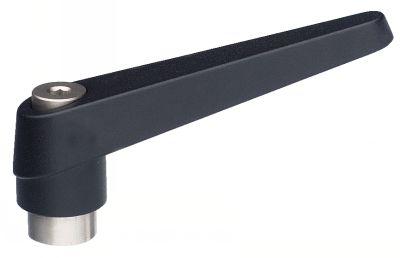 Manette indexable zamac pelliculée noire - Insert taraudé inox AISI 303_0