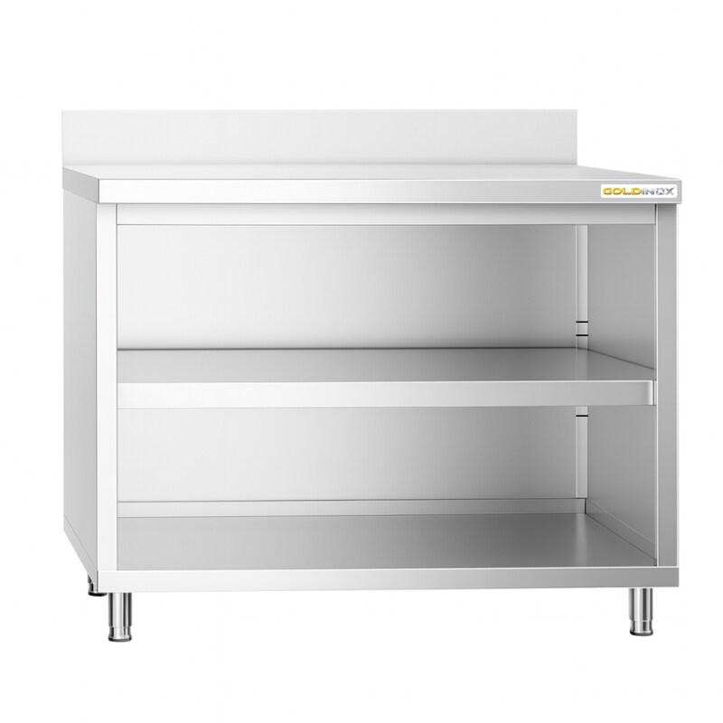 Meuble bas inox ouvert 1000x700 mm adossée PREMIUM - GOLDINOX - gris inox 3701770809714_0