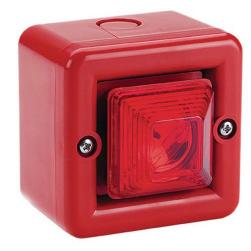MINI SIRÈNE 100DB FEU LED 24VCC OPTIQUE ROUGE IP66 - AE&T