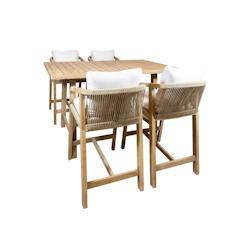 Now's Home - Ensemble De Bar Avec Table Haute Et Chaises En Bois D'acacia 4 Places - 3256390246406_0