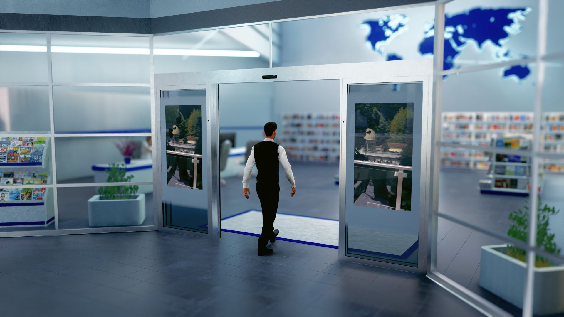 On Air - Porte automatique intelligente avec écran Samsung intégré et technologies avancées de Digital Signage_0