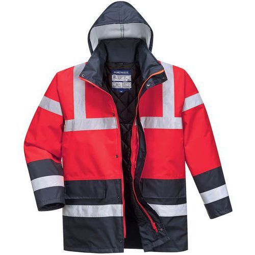 PARKA HAUTE-VISIBILITÉ IMPERMÉABLE TRAFFIC S466 ROUGE/BLEU MARINE L - PORTWEST
