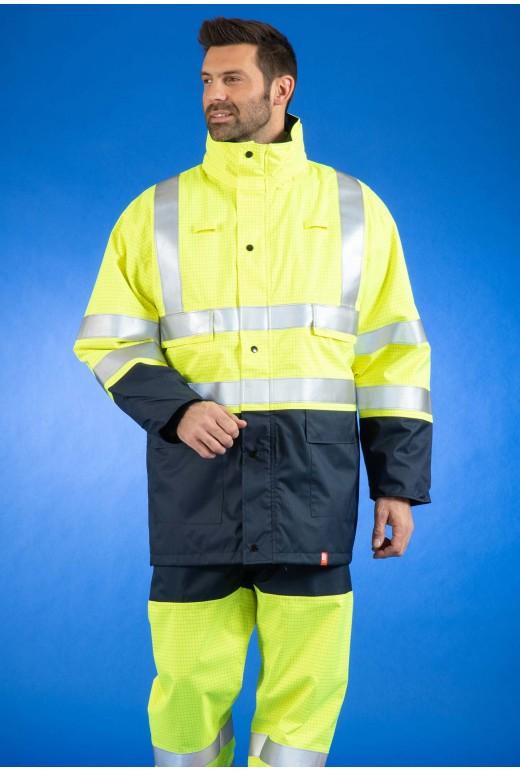 Parka multirisques ATEX intempéries HV - Réf. 045*MPHVJ - Bandes rétroréfléchissantes ignifuges, capuche intégrée, multipoches_0