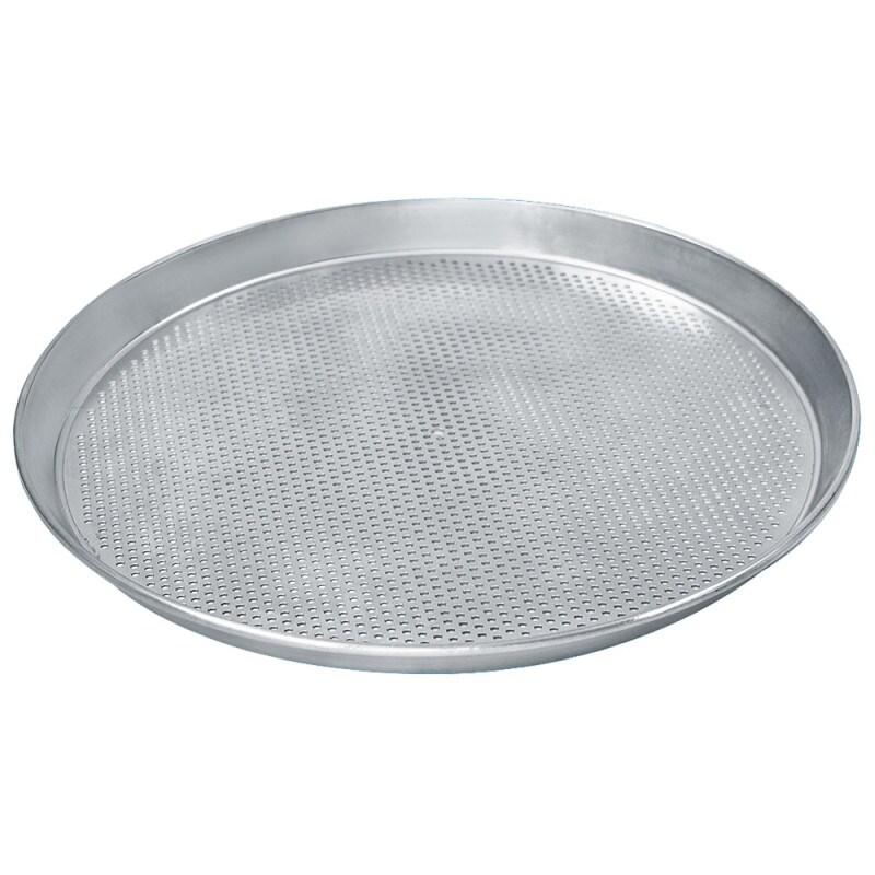 Plaque ronde pour pizzas ø 280 mm en aluminium, perforé ø 3 mm - VIRTUS - 0615402448864_0
