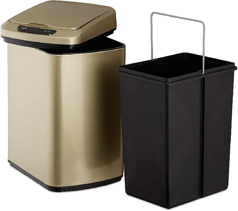 Poubelle cuisine - Couvercle automatique - Seau intérieur 12 litres doré - 13_0002336_3_0