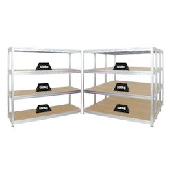 PROREGAL Mega Deal 4x Étagère charge lourde DINO | HxLxP 180x200x60cm | 500kg par niveau | Galvanisé | Lot d'étagères robustes de Garage Atelier_0