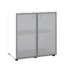 ARMOIRE VITRÉE NAXOS HAUTEUR 86 CM TOP DE FINITION 3 CM COLORIS ALUMINIUM - MANUTAN COLLECTIVITÉS
