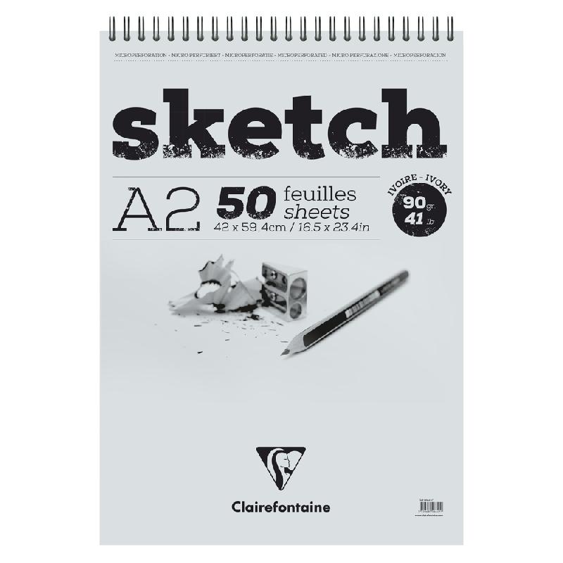 SKETCH BLOC SPIRALÉ 50F A2 90G - IVOIRE - LOT DE 3