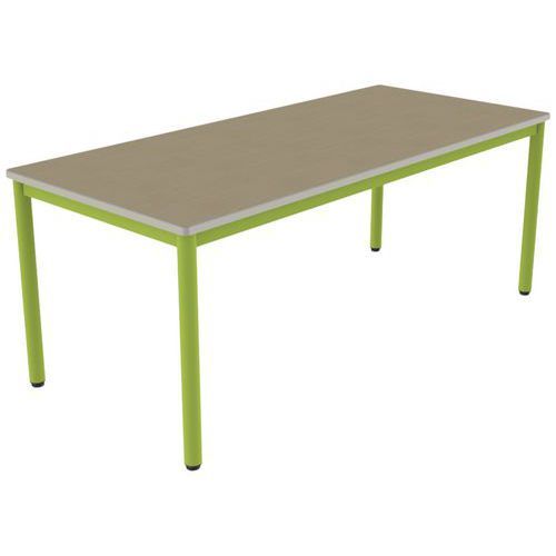 TABLE CARÉLIE 180X80 T5 STRAT POLY. HÊTRE MIEL BEIGE/VERT AC - MOBIDECOR