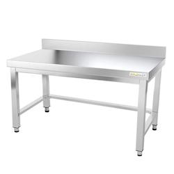 Table de travail en inox soubassement 1600 x 600 mm adossée avec renfort PREMIUM / GOLDINOX - inox 3701770804818_0