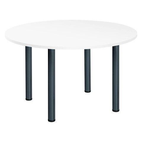 TABLE RONDE L 120 CM EXCELLENS PLATEAU BLANC 4 PIEDS MÉTAL ANTHRACITE