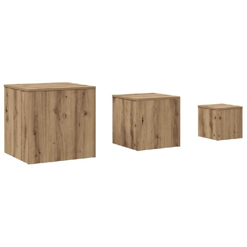 Tables d'appoint 3 pcs vieux bois bois d'ingénierie Modèle Apex Prime - 856676_0