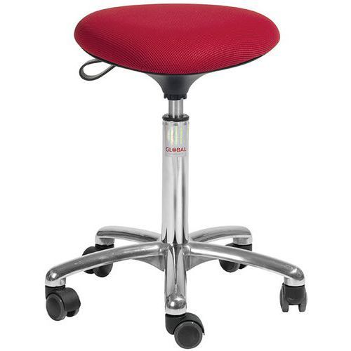TABOURET TRIA-TISSU 3D-BAS-ROULETTESEASY ROLLING-ROUGE - GLOBAL PROFESSIONAL SEATING