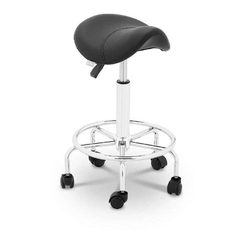 Tabouret chaise siège-selle - fer chromé noir - réglable en hauteur - charge maximale 150 kg_0