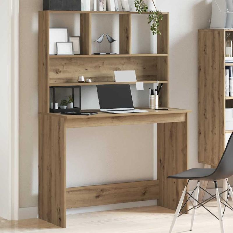 VidaXL Bureau avec étagères chêne artisanal Bois d'ingénierie Modèle Milan Design - 855835_0