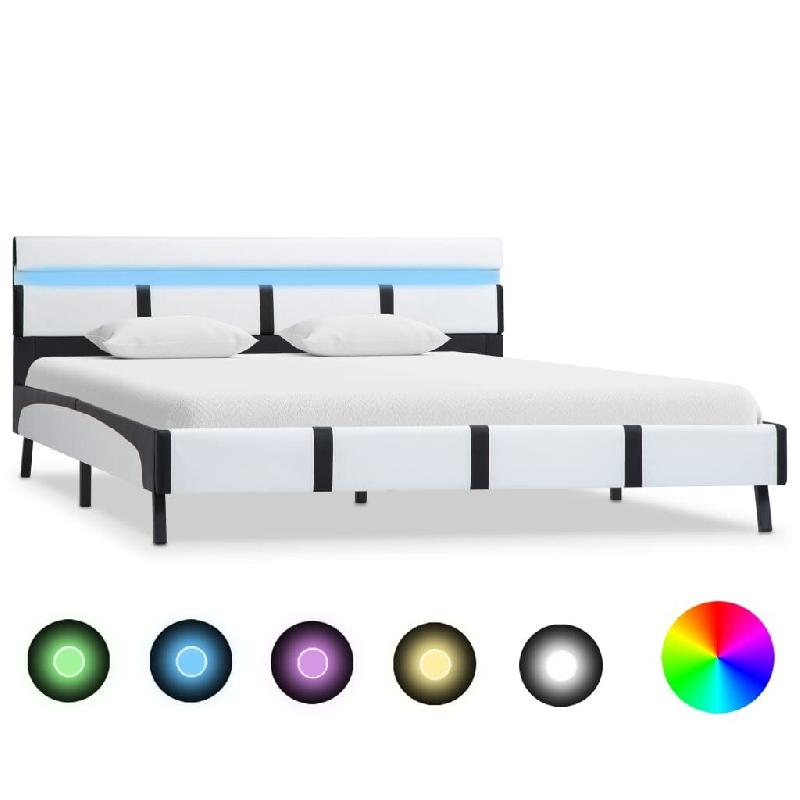 VidaXL Cadre de lit avec LED sans matelas blanc 160x200 cm Modèle Uermonel - 280300_0