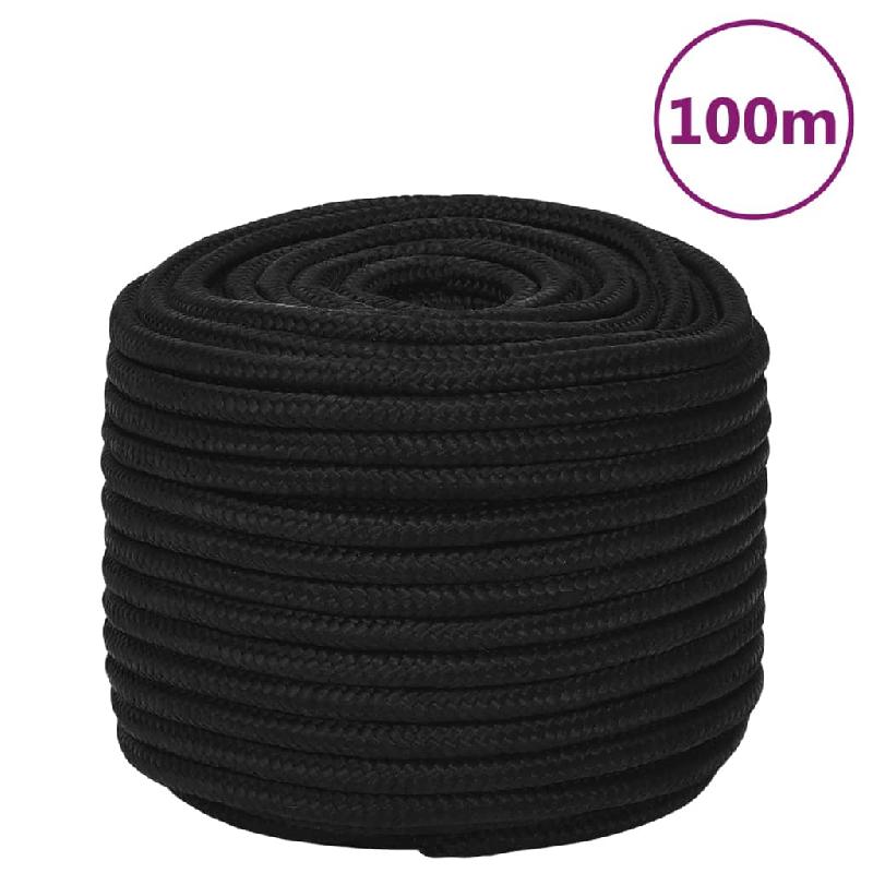 Vidaxl corde de travail noir 14 mm 100 m polyester 152832_0