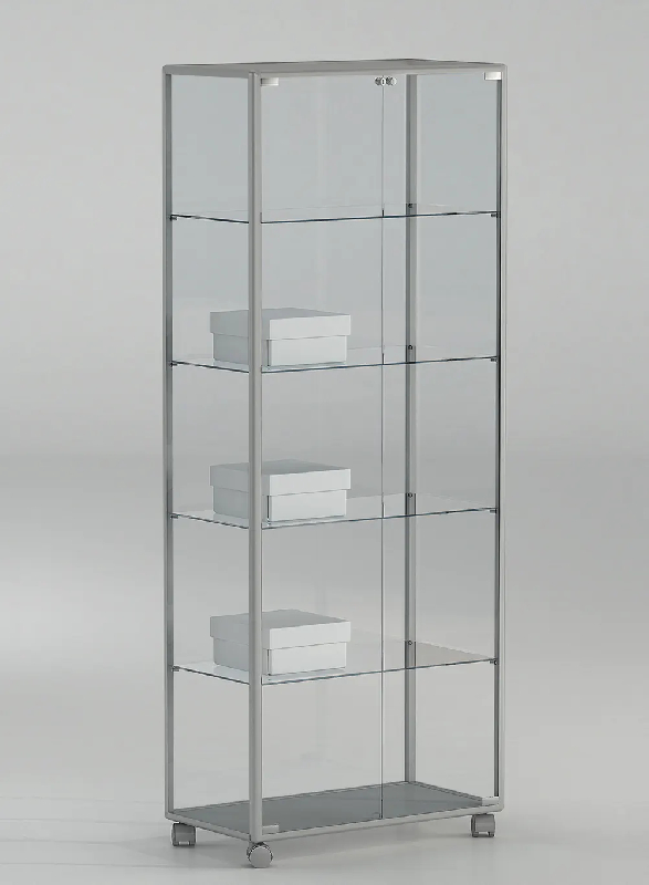 Vitrine armoire faible profondeur 71-18PVA - 4 tablettes amovibles - portes vitrées avec serrure - verre trempé_0