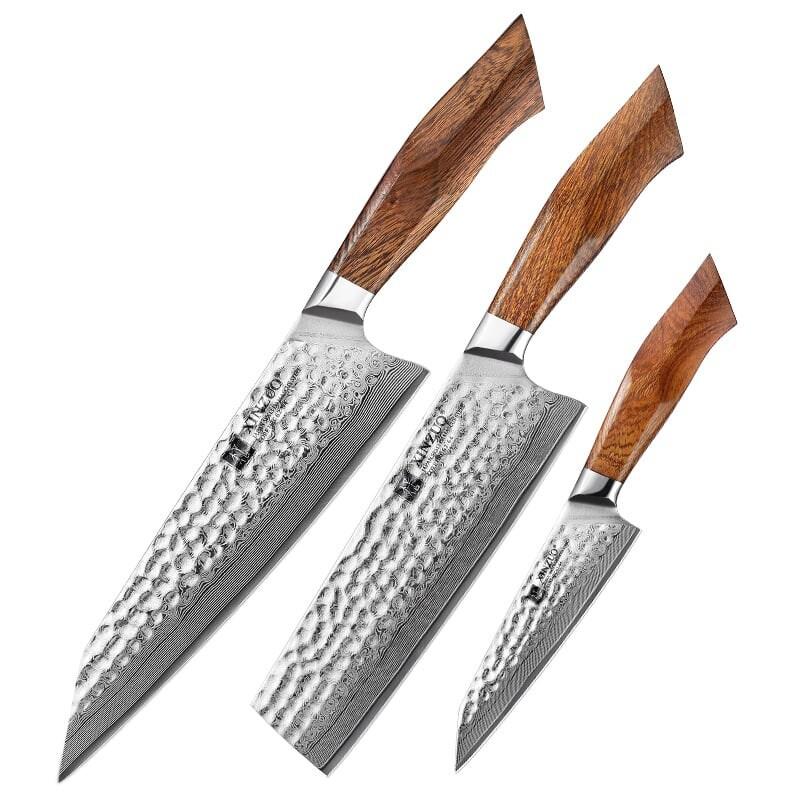 XinZuo - Set de Couteaux en Damas 3 pièces - Série B32D Feng - multicolore B32D-A3_0