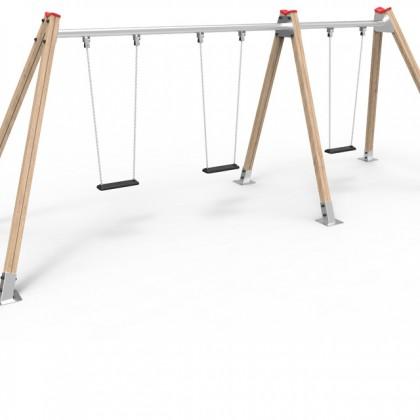 Balançoire combo 3 - cuna et mixto en bois multiplis certifié PEFC/FSC - chaînes en acier inoxydable_0