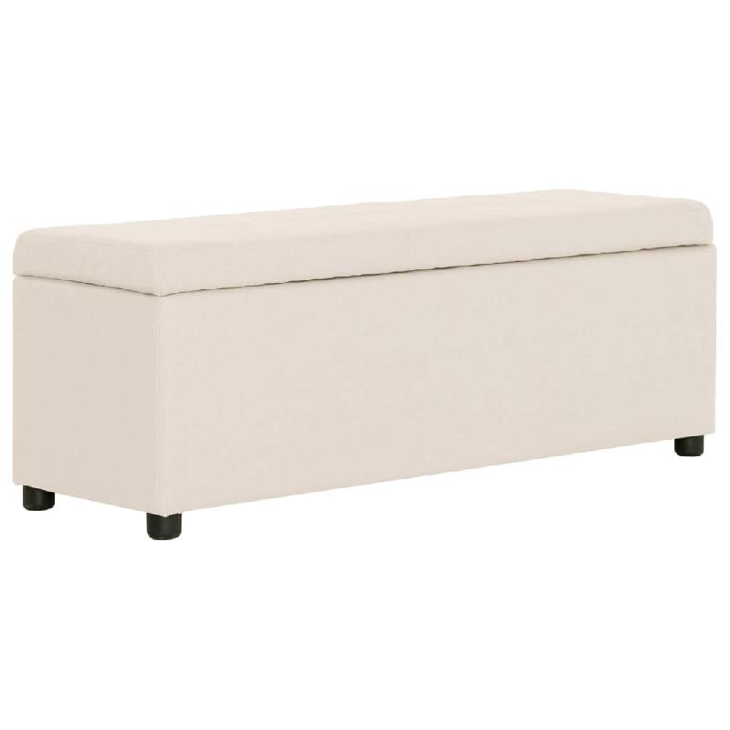 Banquette pouf tabouret meuble banc avec compartiment de rangement - 116 cm - Crème polyester_0