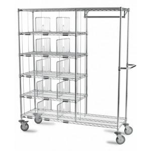 Chariot à linge pour résidents - 15 casiers + penderie 300 - 460x1220x1700HT - Livré démonté_0