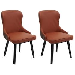 Décoshop26 - Lot de 2 chaises de salle à manger rembourrée en tissu terre cuite capitonné plastique marron et bois 04_0007385 - marron 3000262096664_0