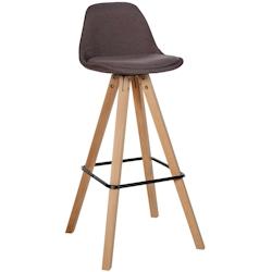 Décoshop26 - Tabouret de bar chaise haute x1 repose-pieds style scandinave en tissu marron structure en bois clair carré 10_0004638 - marron 3000252_0