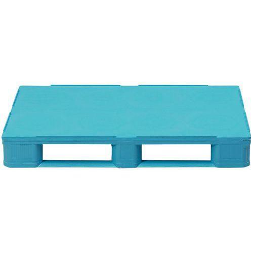 PALETTE PLASTIQUE 1000X1200 BLEU + REBORD - 3 SEMELLES - SCHOELLER ALLIBERT