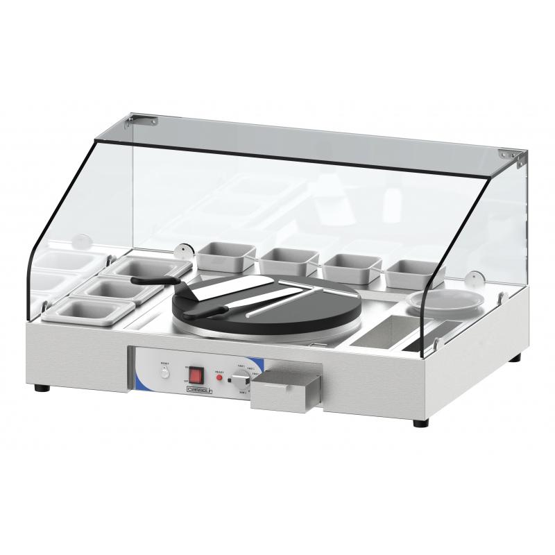 Plan de travail pour crêpière Casselin - inox avec vitre de protection et accessoires inclus_0