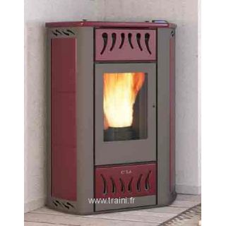 Poêle à granulés bouilleur Blitz céramique - 17.40 kW - Revêtement ivoire, bordeaux ou caramel_0