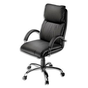 Fauteuil nadir en croûte de cuir noire, à mécanisme basculant centré, accoudoirs fixes fournis_0