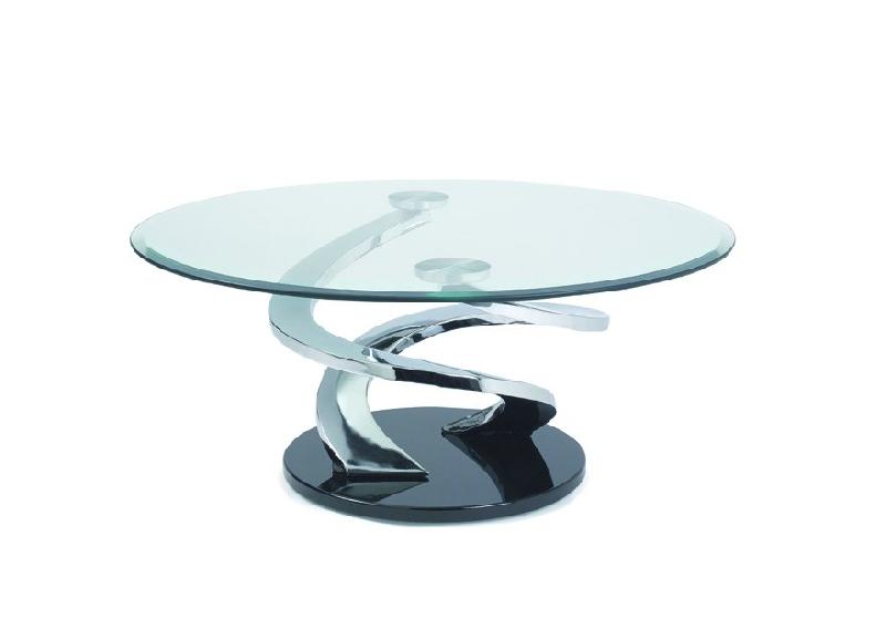 TABLE BASSE TORNADE DESIGN EN VERRE ET PIÈTEMENT CHROMÉ_0