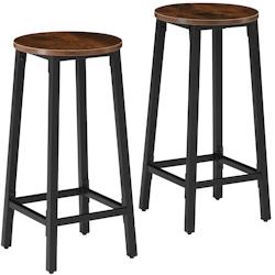 Tectake - Ensemble de 2 tabourets de bar Corby - Look industriel rustique - Bois foncé et acier - 404332_0