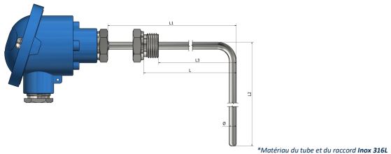 Thermistance avec tête de raccordement standard - raccord fixe à angle 90° (Type 2) - HH12_0