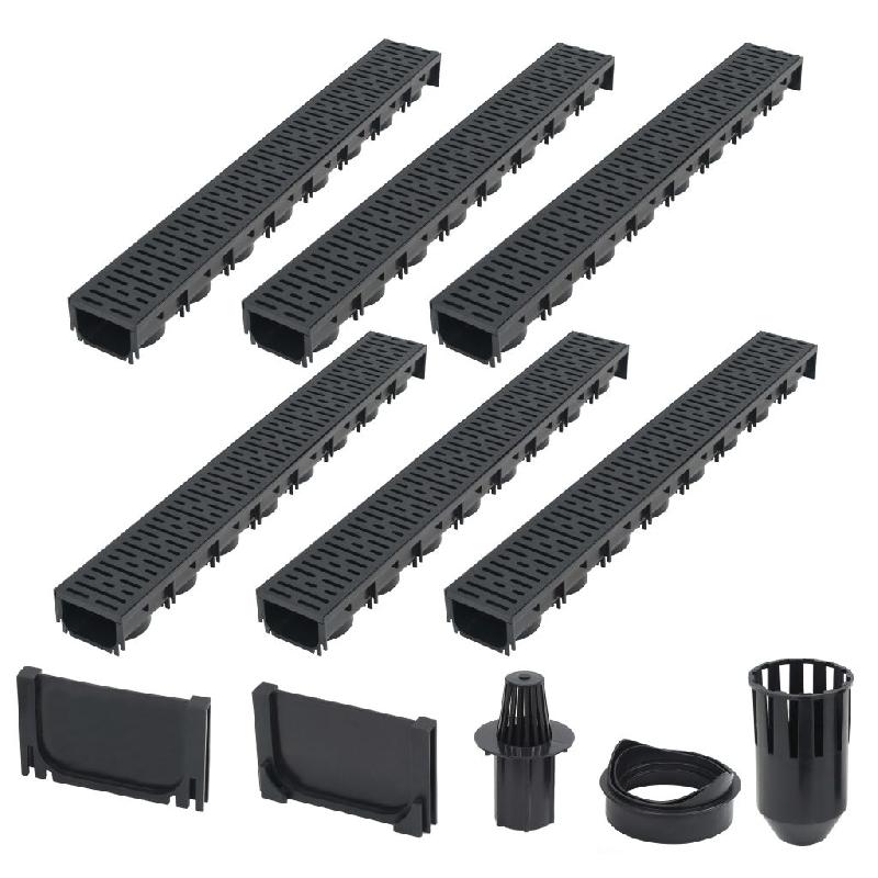 Caniveaux De Drainage VidaXL 6m - 6 Canaux Plastique Pour Allées Et Terrasses