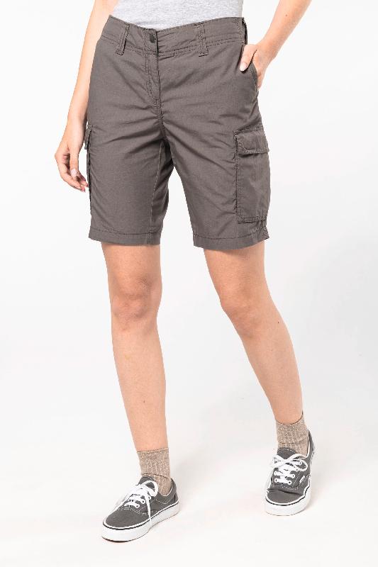 Bermuda léger multipoches femme - Kariban - Réf: K756 - 100% coton - Popeline lavée - Tailles et coloris variés_0