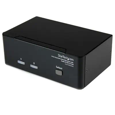 Commutateur KVM USB et double DVI à  2 ports avec audio et hub USB 2.0_0