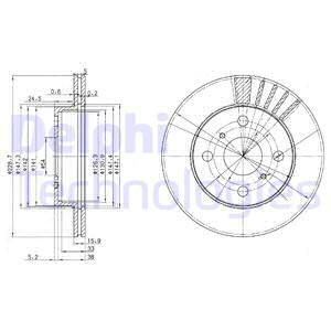 Disque de frein ventilé Delphi BG3173 - boîte de 2 disques - 4 trous - épaisseur 16 mm_0