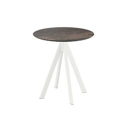Essentials Table de bistrot - Plateau rond - Diamètre 70 cm - Blanc/Riverwashed Wood - Infinity - Veba - marron 120021470_0
