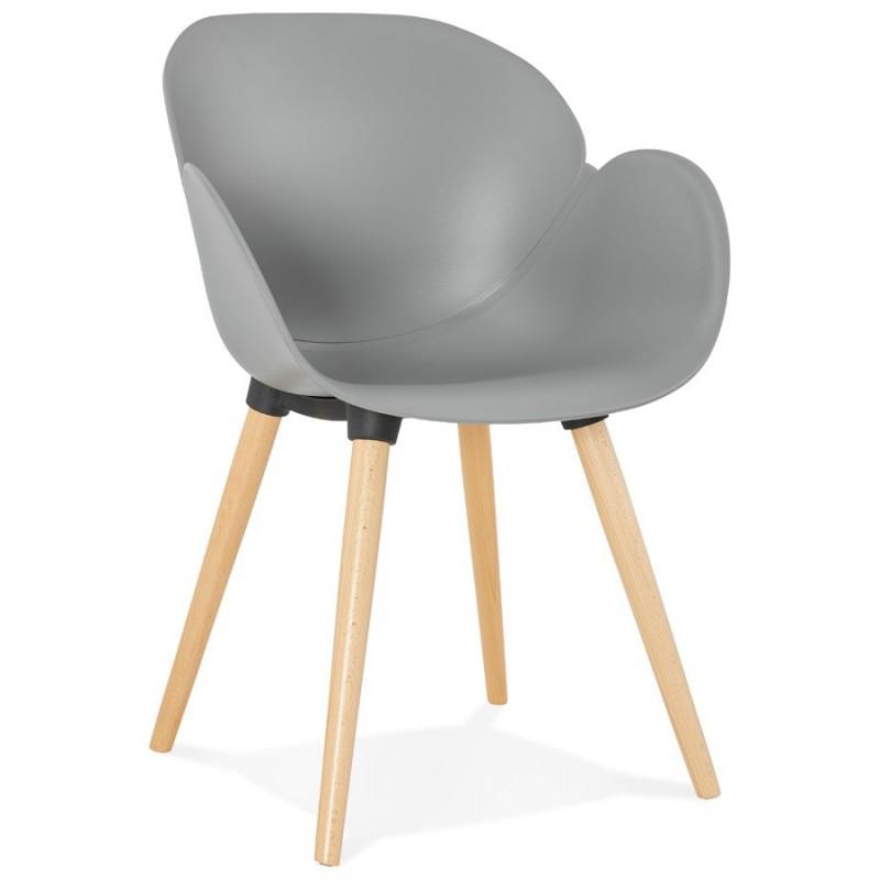 Fauteuil design Pikat 84 cm - Gris & Naturel - Paris Prix - Design scandinave, polypropylène & hêtre_0