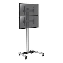 KIMEX Support sur roulettes pour 2 écrans TV  40''-65'' - Hauteur 240cm - gris 3700685417212_0