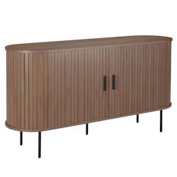 Oviala Business Buffet 2 portes en mélaminé et acier 140 cm noyer - marron Bois massif 113629_0