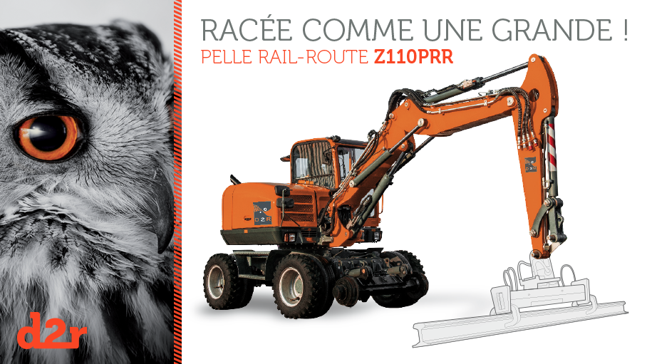 Pelleteuse rail-route 11,5t - D2R Z110 PRR - Agréée SNCF, portée 6,80m_0